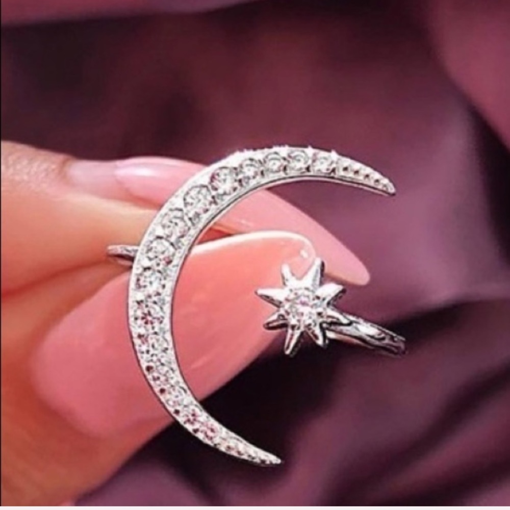 LAST! 5 stars only! NWT rhinestone moon ring midi - Picture 4 of 4